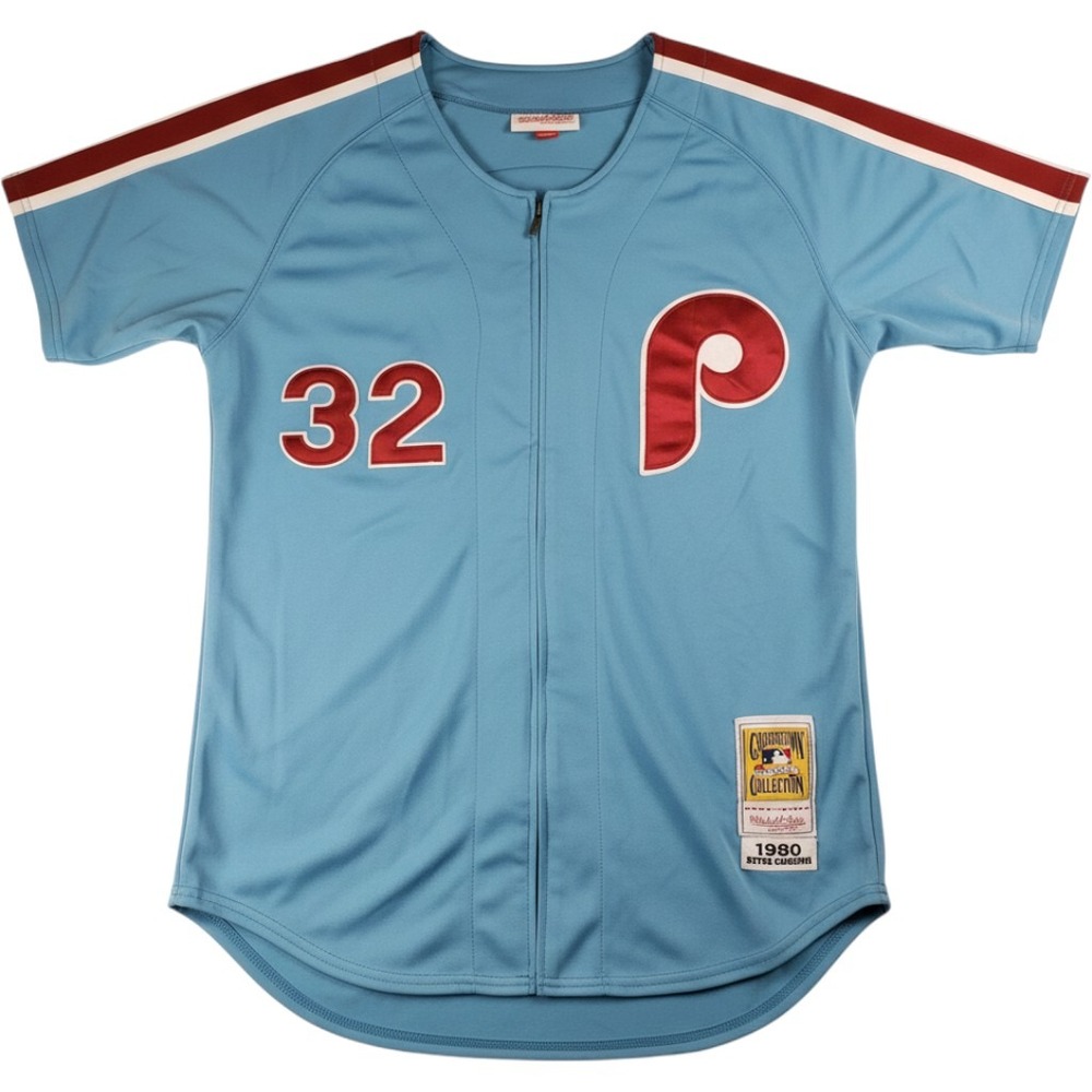 Steve Carlton 1980 Mitchell & Ness Cooperstown Collection Blue Jersey, Size 48
